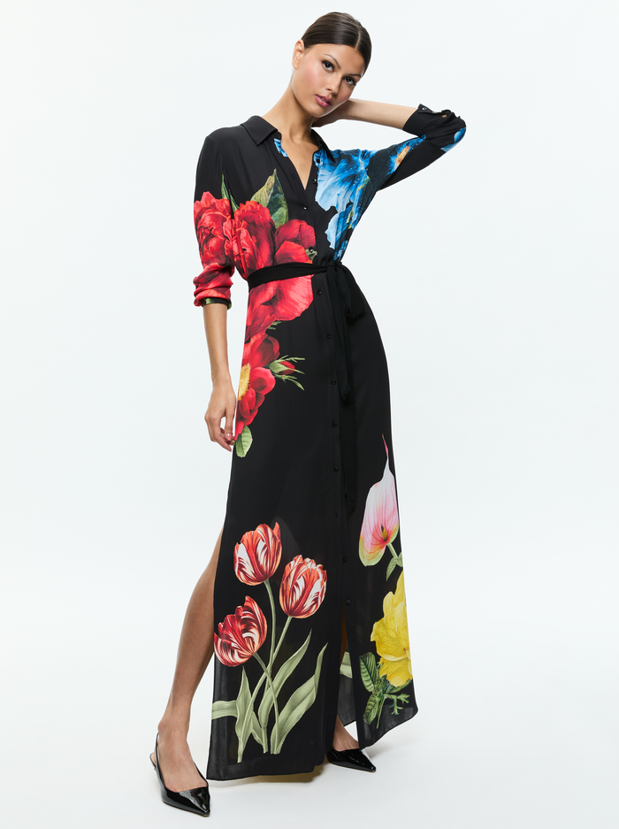 CHASSIDY MAXI SHIRT DRESS - LE PARISIEN BLACK image 4 - Alice And Olivia