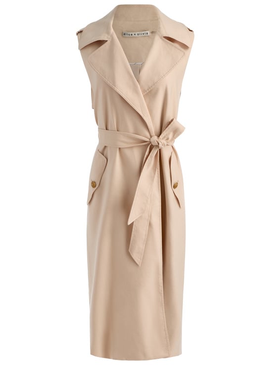 OATMEAL-KEITH SLEEVELESS LINEN TRENCH