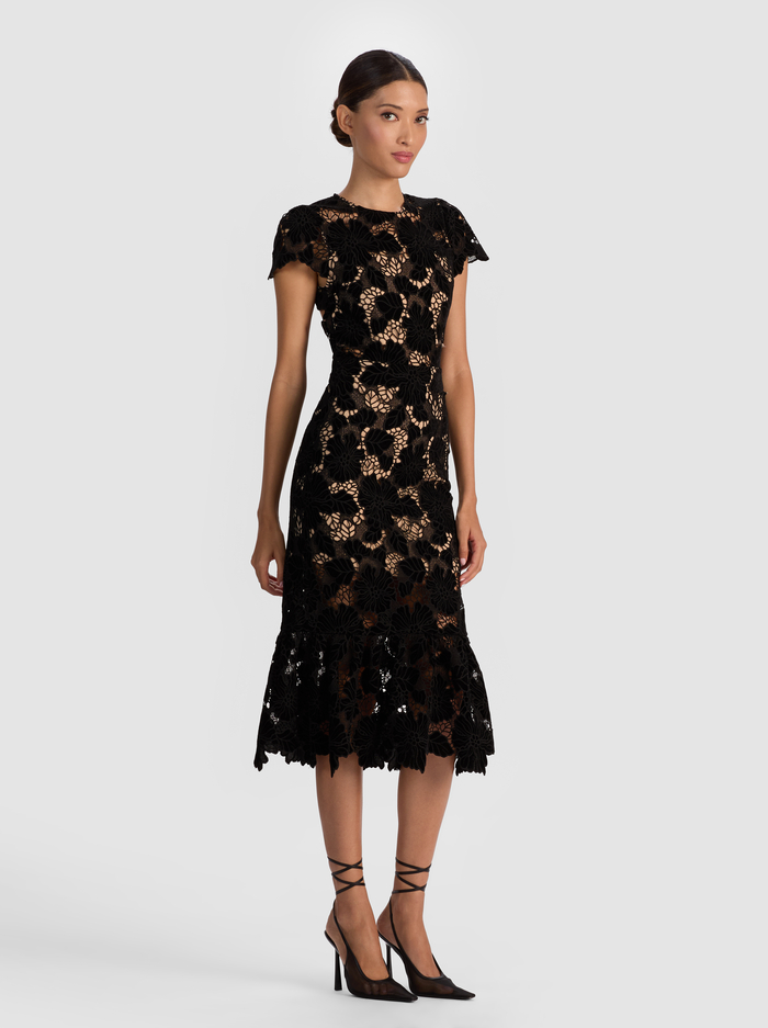 CLOVER OPEN BACK MIDI DRESS - BLACK image 4 - Alice And Olivia