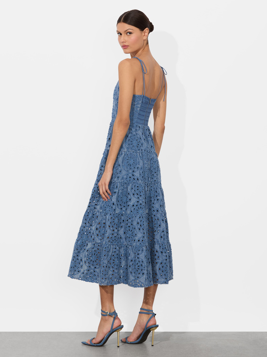 AVERY BLUE-SHANTI TIERED MIDI DRESS