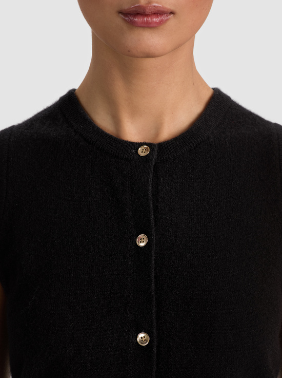 BLACK-LOLY BUTTON FRONT CASHMERE VEST