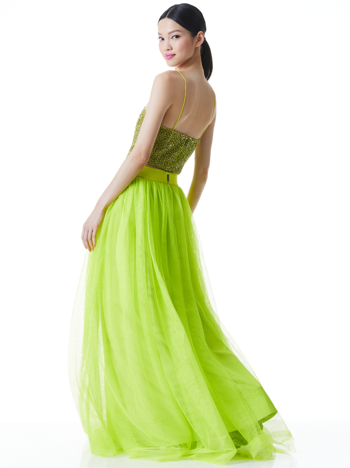 CERESI SEQUIN CROP TOP - LIME PUNCH image 1 - Alice And Olivia