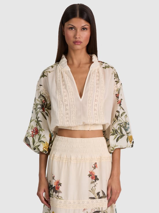 DESERT SPRIGS VANILLA-CASSIE EMBROIDERED BLOUSE