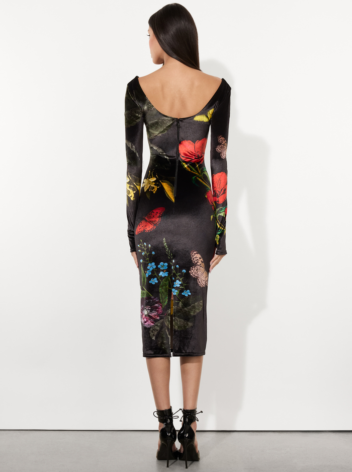 DELORA VELVET MIDI DRESS - IN THE WIND FLORAL image 2 - Alice And Olivia