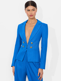 MYA LINEN FITTED BLAZER - TRUE BLUE