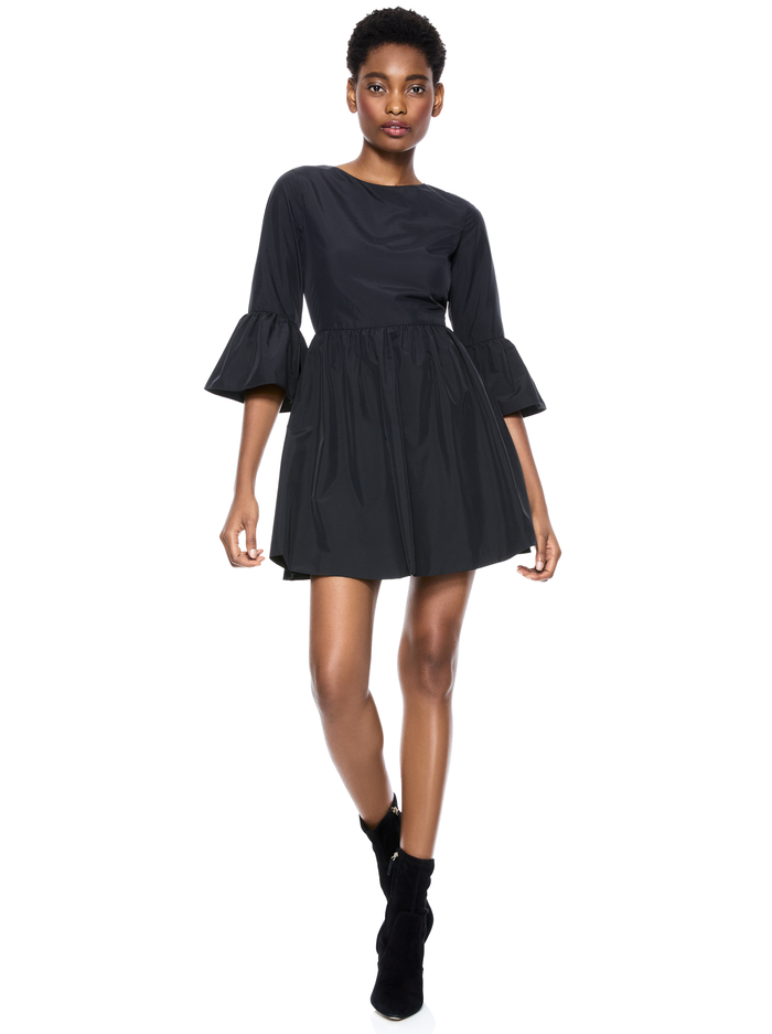 AUGUSTA RUFFLE SLEEVE MINI DRESS - BLACK image 5 - Alice And Olivia