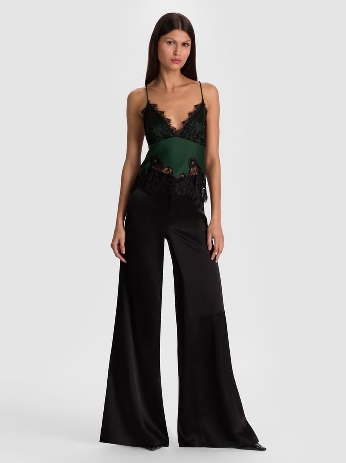 CLAUDIA LACE SLIP TOP - GREEN MYSTIQUE/BLACK image 2 - Alice And Olivia