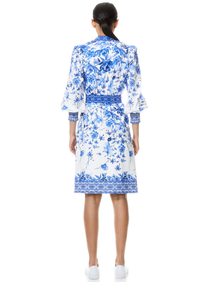 SHANLEY BUTTON FRONT FLORAL MIDI DRESS - FORGET ME NOT MULTI image 1 - Alice And Olivia