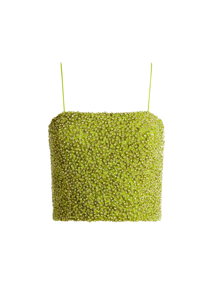 CERESI SEQUIN CROP TOP - LIME PUNCH image 5 - Alice And Olivia