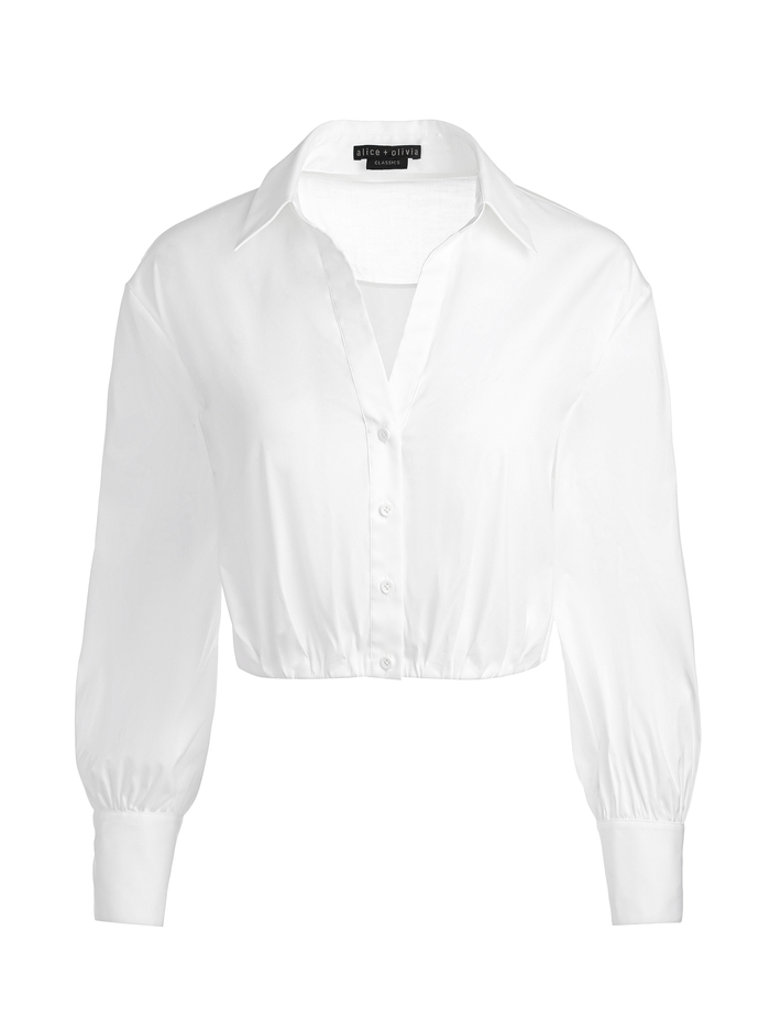 TRUDY CROPPED BUTTON DOWN - OFF WHITE image 5 - Alice And Olivia