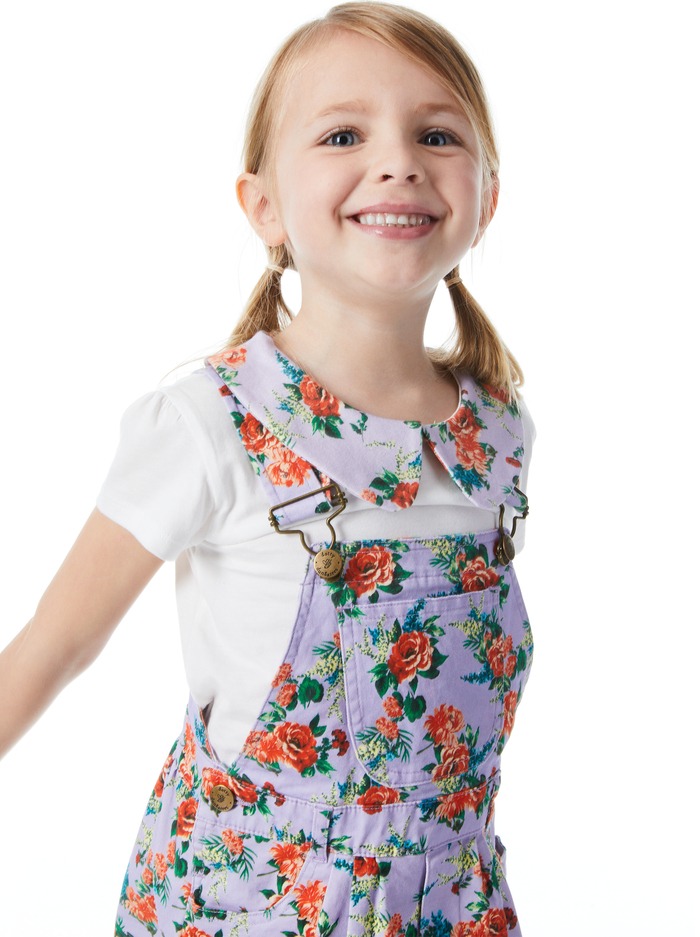A+O x DOTTY DUNGAREES OVERALL DRESS - FLORAL EXPRESS SM LAVENDER image 2 - Alice And Olivia