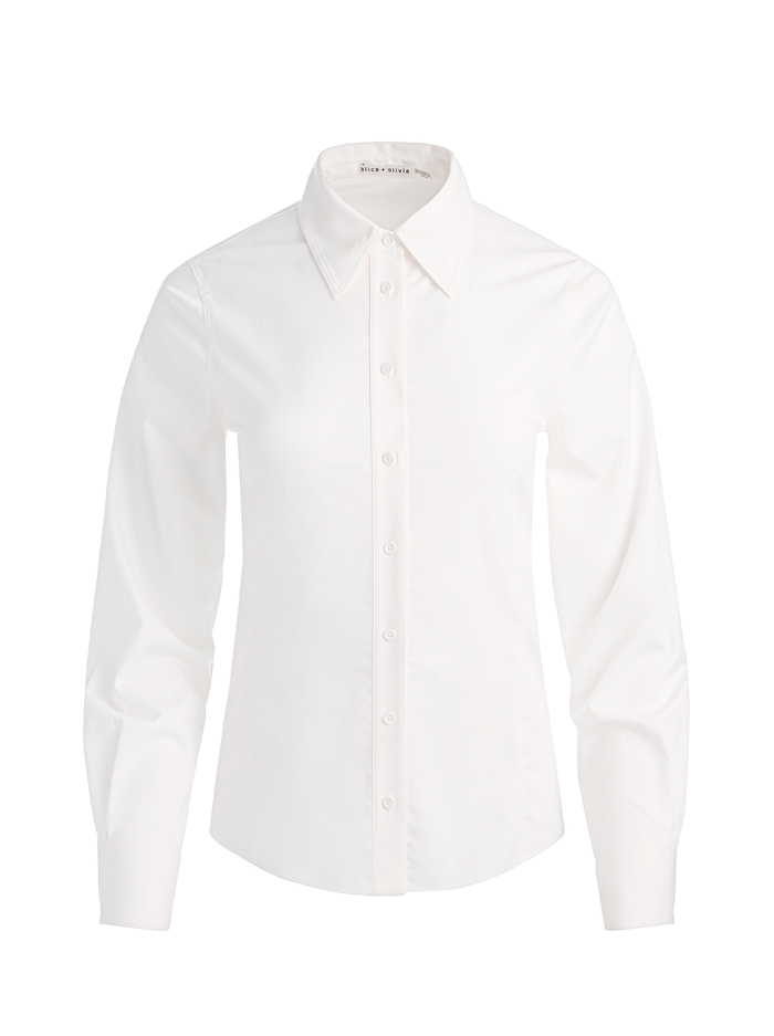 AMELIA BUTTON DOWN WITH LACE UP BACK - OFF WHITE image 5 - ALICE + OLIVIA