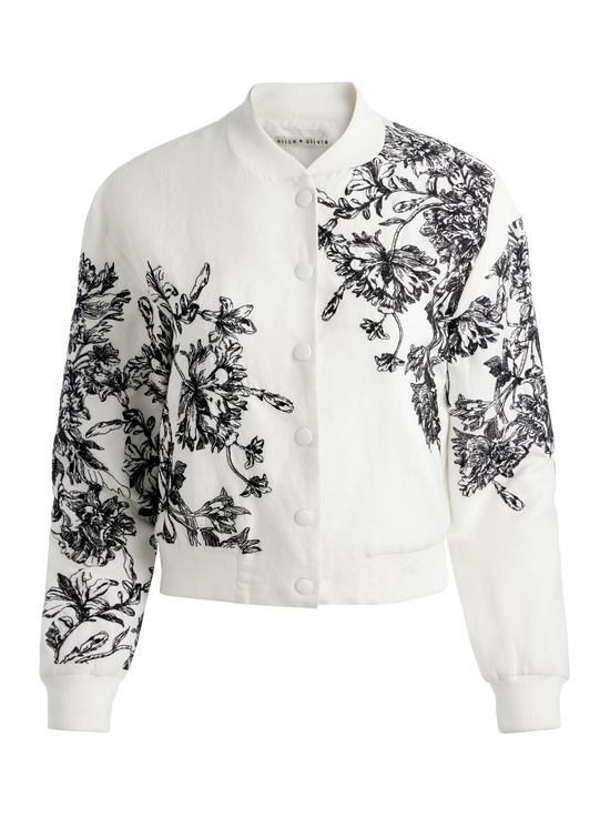 BLOOMING WILD OFF WHITE-KERI VARSITY JACKET