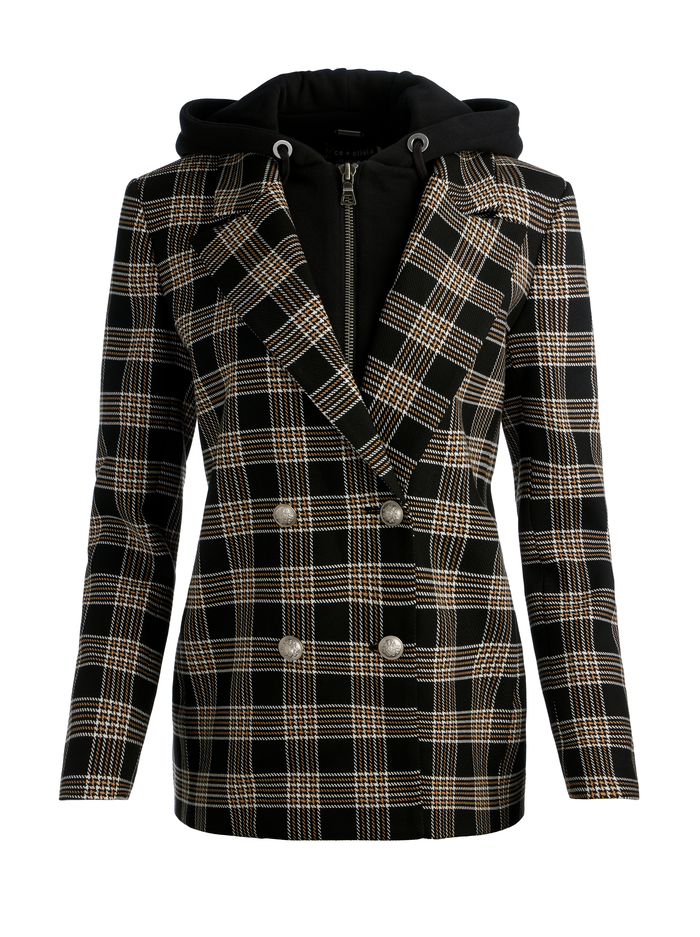 JORDAN BLAZER WITH REMOVABLE HOODIE - BLACK/MULTI image 5 - Alice And Olivia