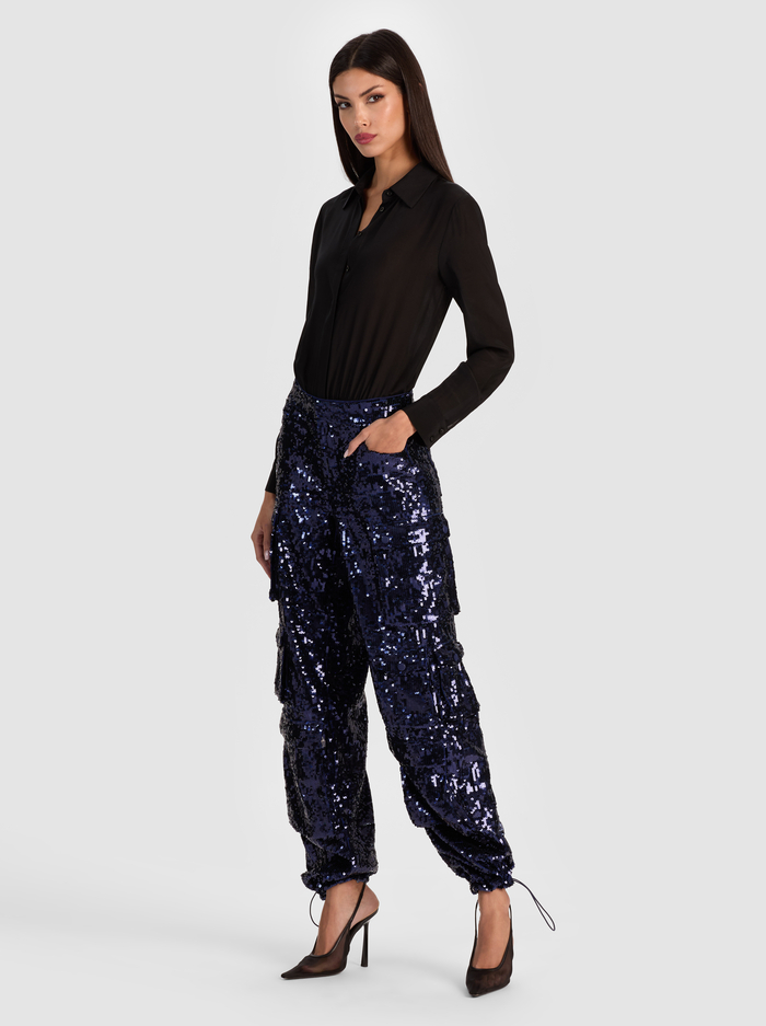 OLYMPIA SEQUIN CARGO PANT - MIDNIGHT BLUE image 4 - Alice And Olivia