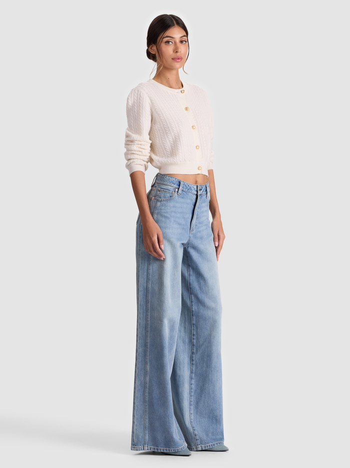 DOLLIE CASHMERE CABLEKNIT CARDIGAN - ECRU image 4 - Alice And Olivia