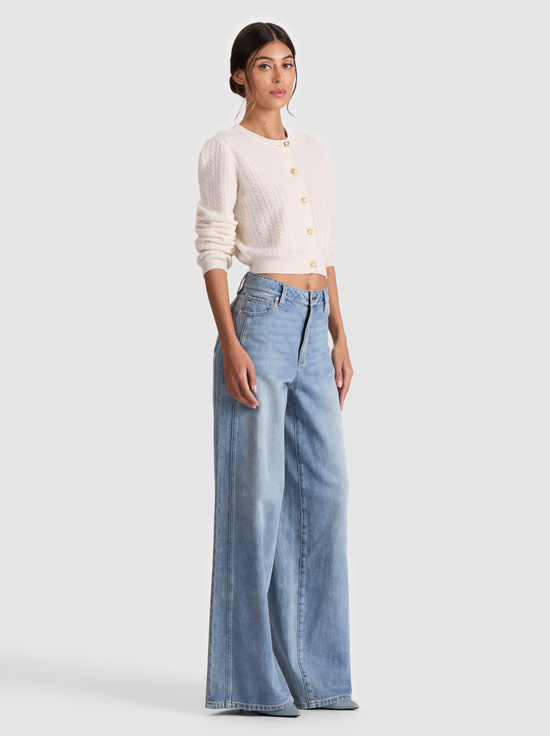 ECRU-DOLLIE CASHMERE CABLEKNIT CARDIGAN