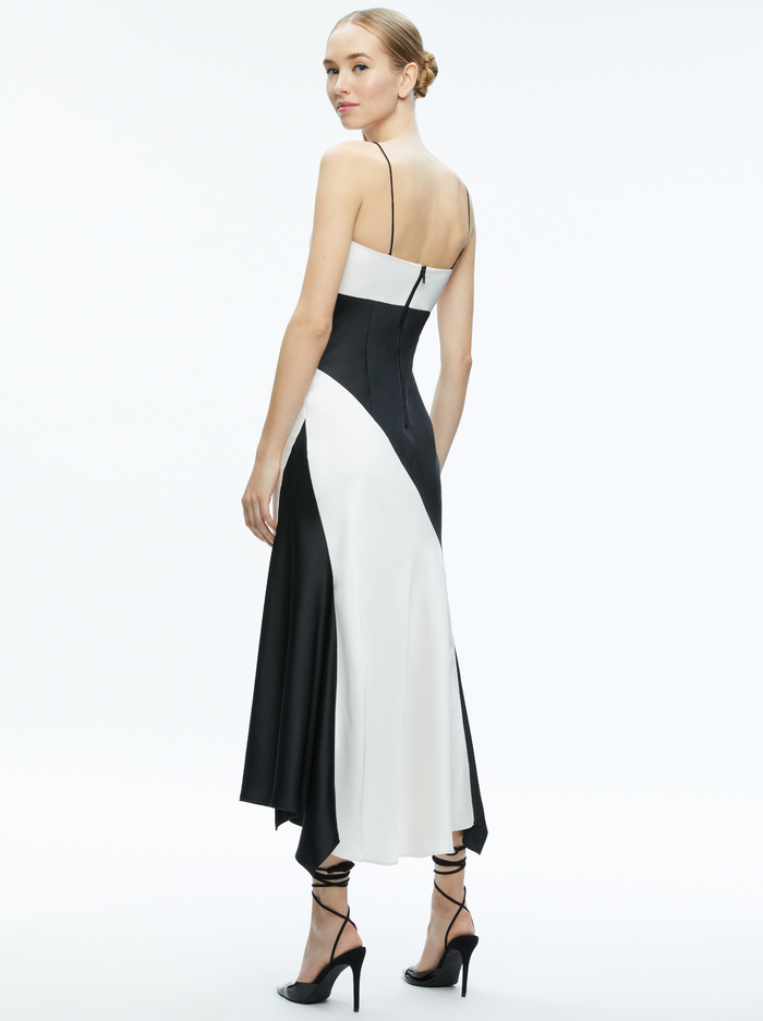 ROSA ASYMMETRICAL SLIP DRESS - OFF WHITE/BLACK image 1 - Alice And Olivia