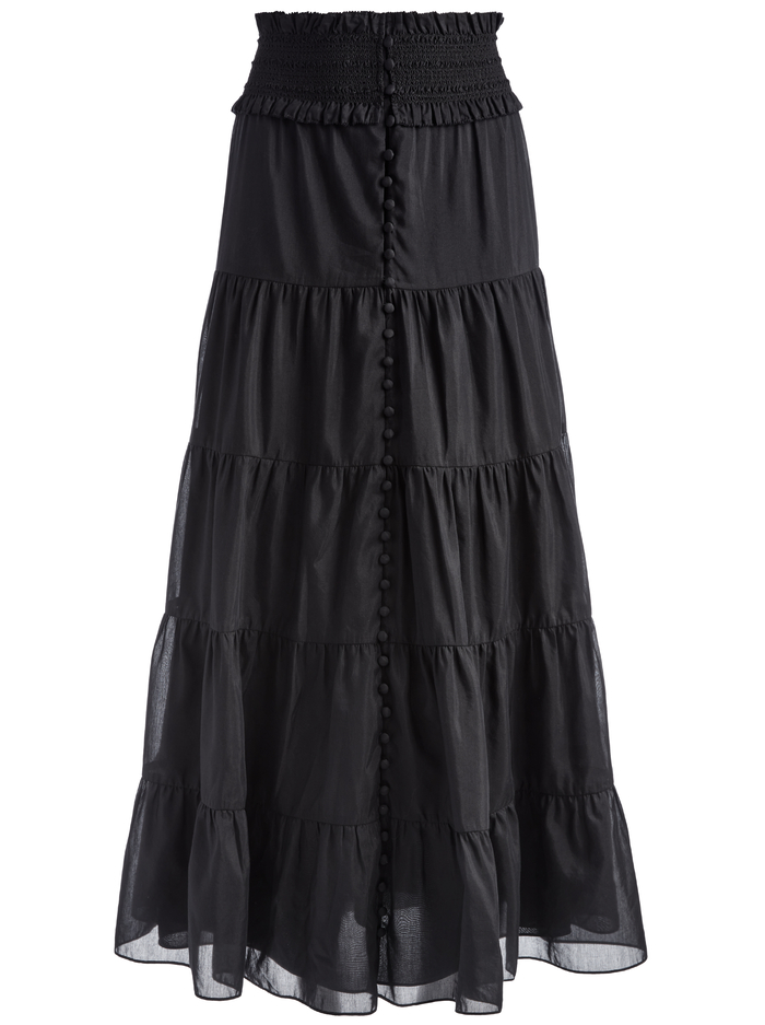 Aisha Button Front Midi Skirt In Black | Alice And Olivia