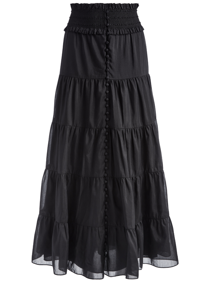AISHA BUTTON FRONT MIDI SKIRT - BLACK image 5 - Alice And Olivia