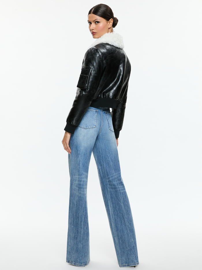 WILLARD VEGAN BOMBER - BLACK image 2 - Alice And Olivia