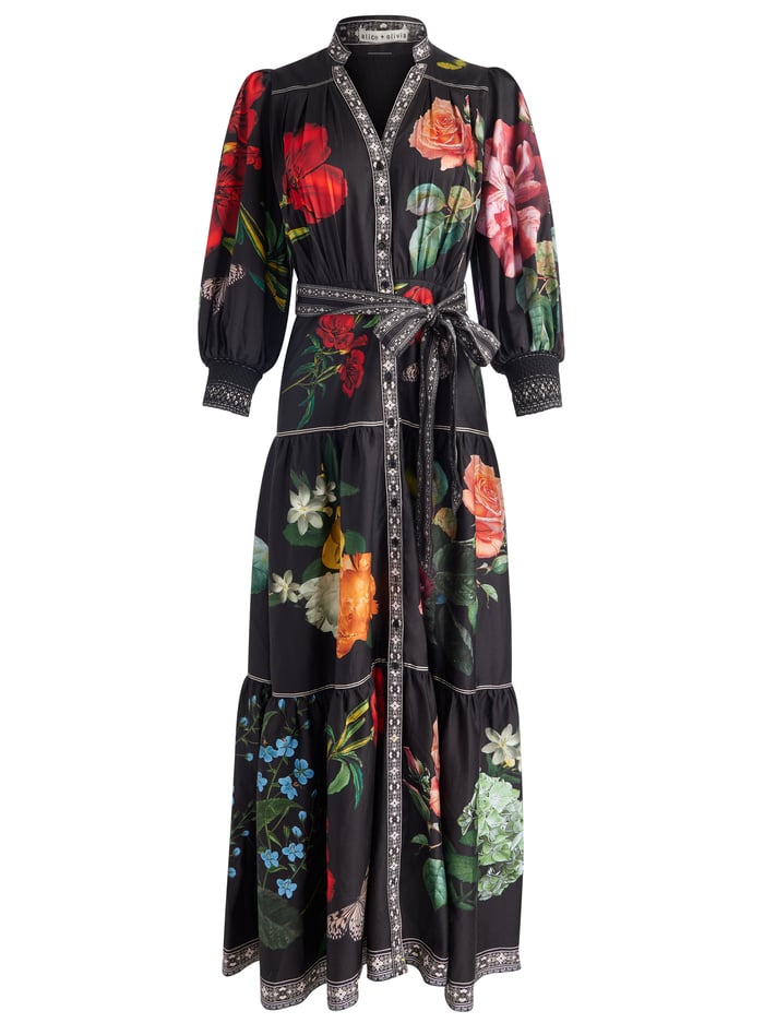 CORA MAXI SHIRT DRESS - IN THE WIND FLORAL image 5 - Alice And Olivia
