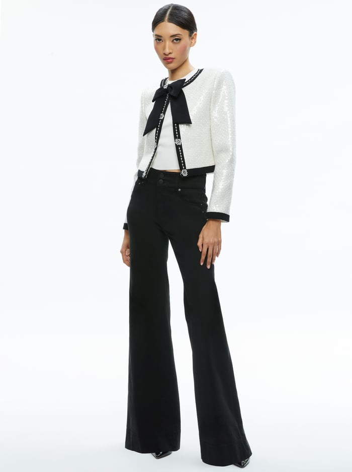 GWYNETH EMBELLISHED CROPPED BOW JACKET - OFF WHITE image 2 - Alice And Olivia