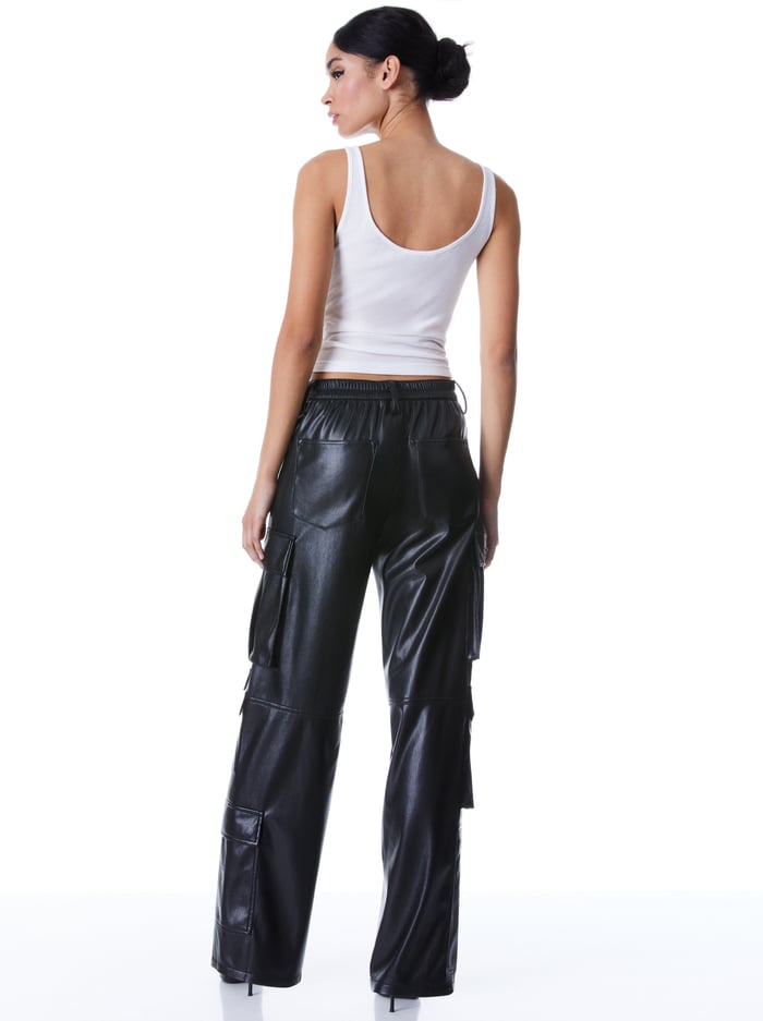 LUIS VEGAN LEATHER CARGO PANT - BLACK image 1 - Alice And Olivia