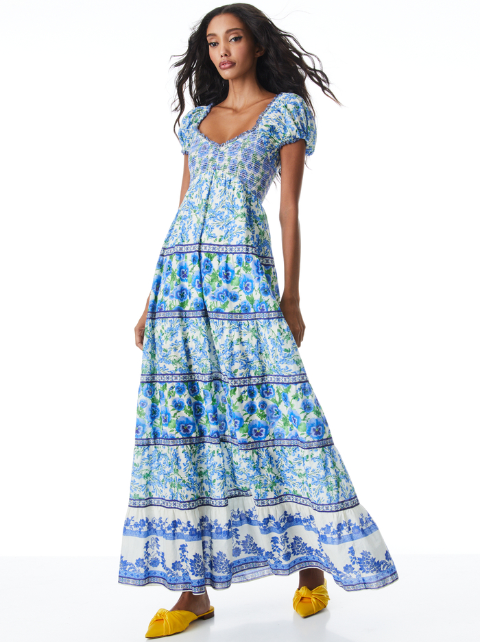 ROSALYN PUFF SLEEVE MAXI DRESS - PERFECT PANSY MULTI image 1 - ALICE + OLIVIA