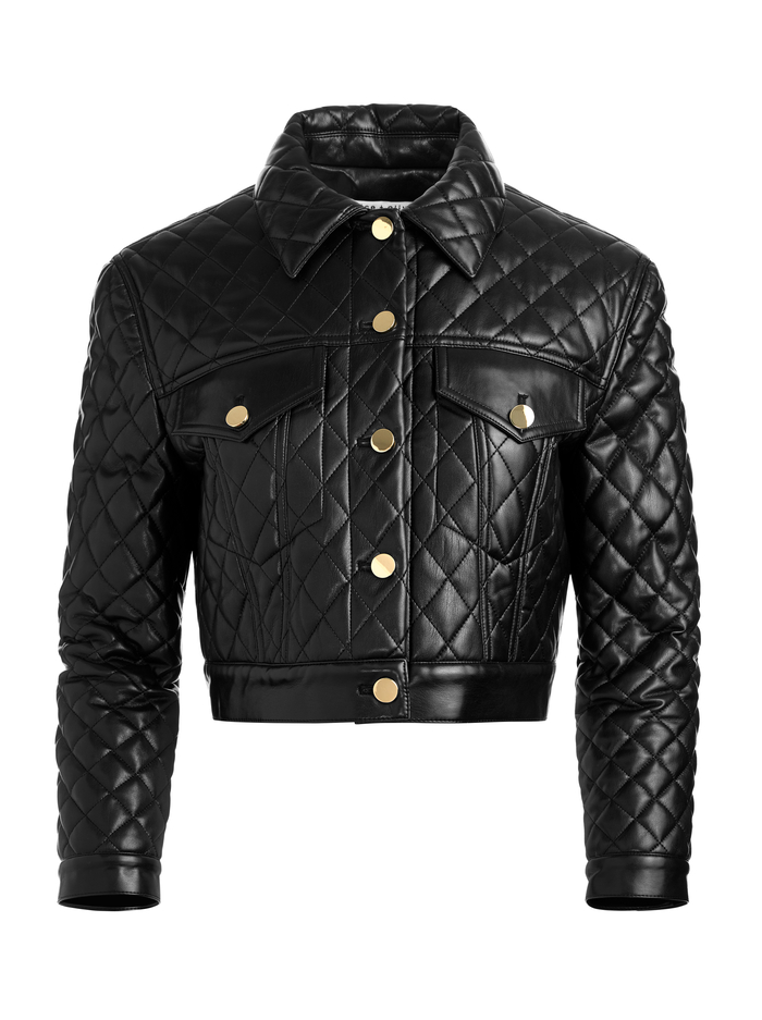 CHLOE VGN QUILTED BOXY CRP JACKET - BLACK - ALICE + OLIVIA