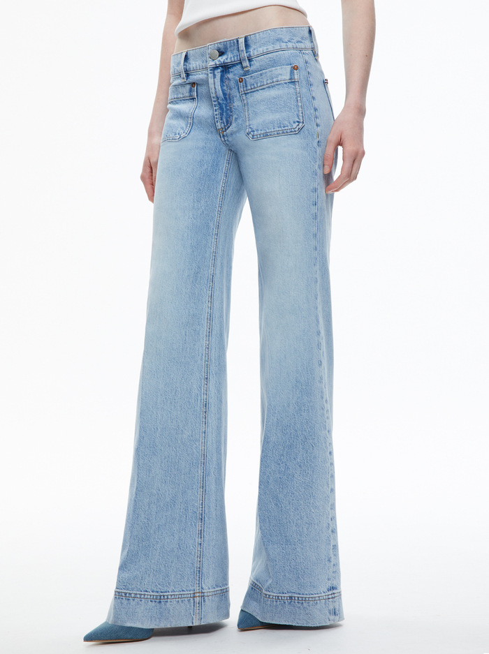 BRIAN PATCH POCKET WIDE LEG JEAN - ROCKSTAR BLUE - Alice And Olivia