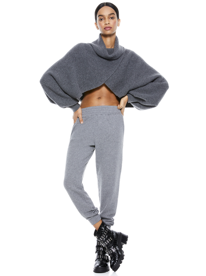 NORIKO TWO WAY PULLOVER - MED HEATHER GREY image 8 - Alice And Olivia