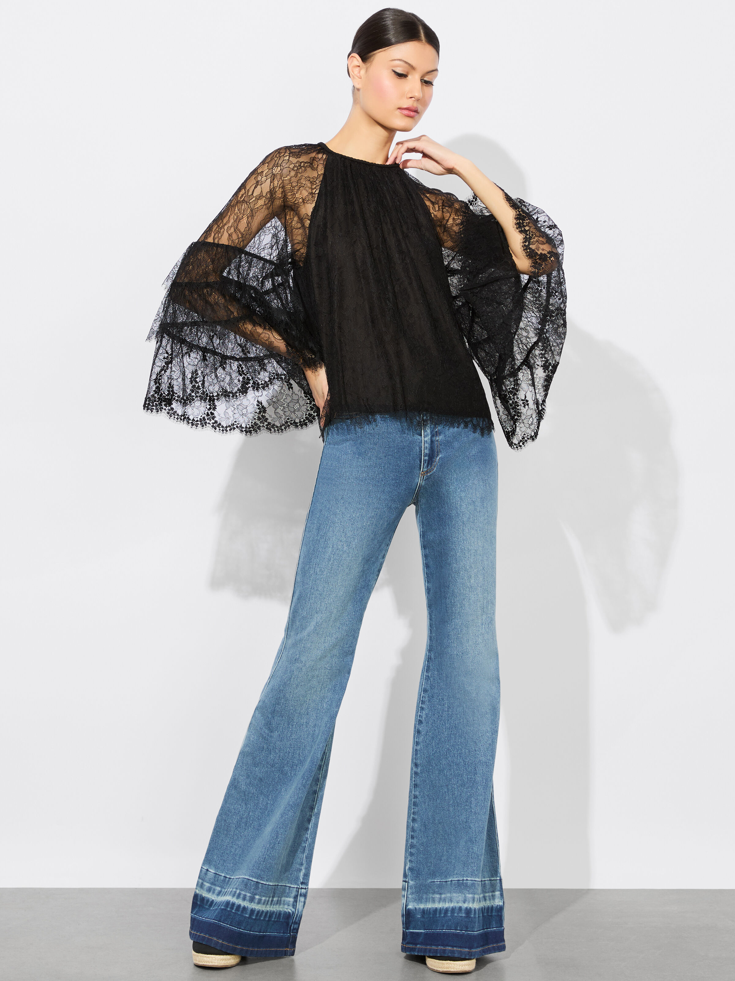 Loryn Embroidered Button Down Blouse In Off White/spring Sky