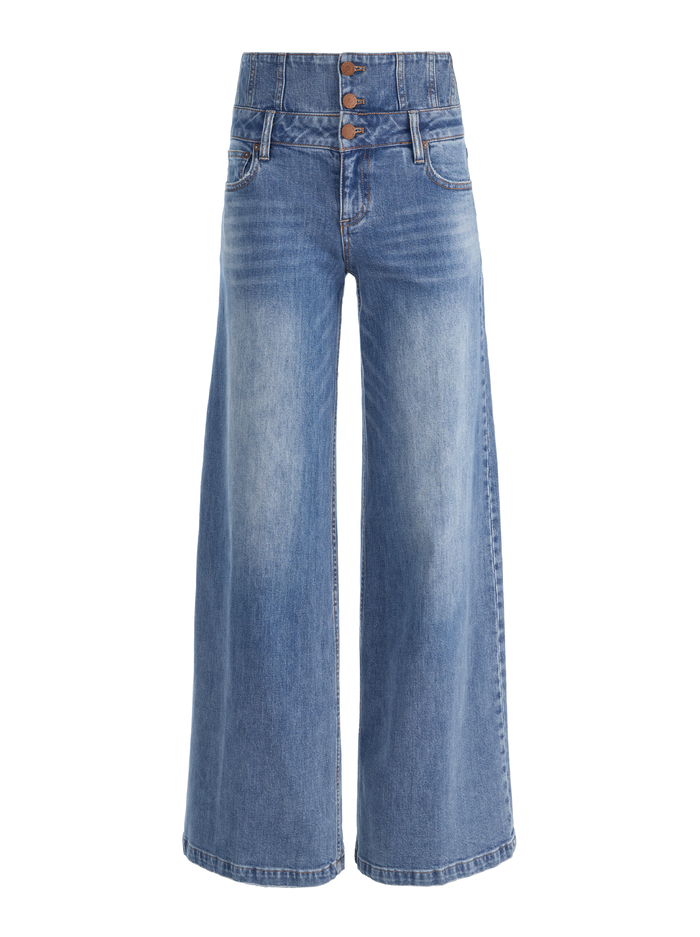 WHIT ULTRA HIGH BUTTON FRONT JEAN - BROOKLYN BLUE image 5 - ALICE + OLIVIA
