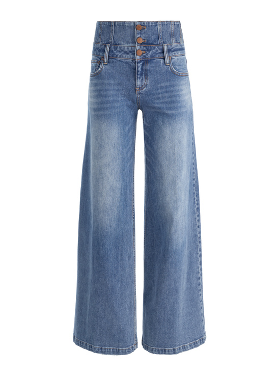 BROOKLYN BLUE-WHIT ULTRA HIGH BUTTON FRONT JEAN