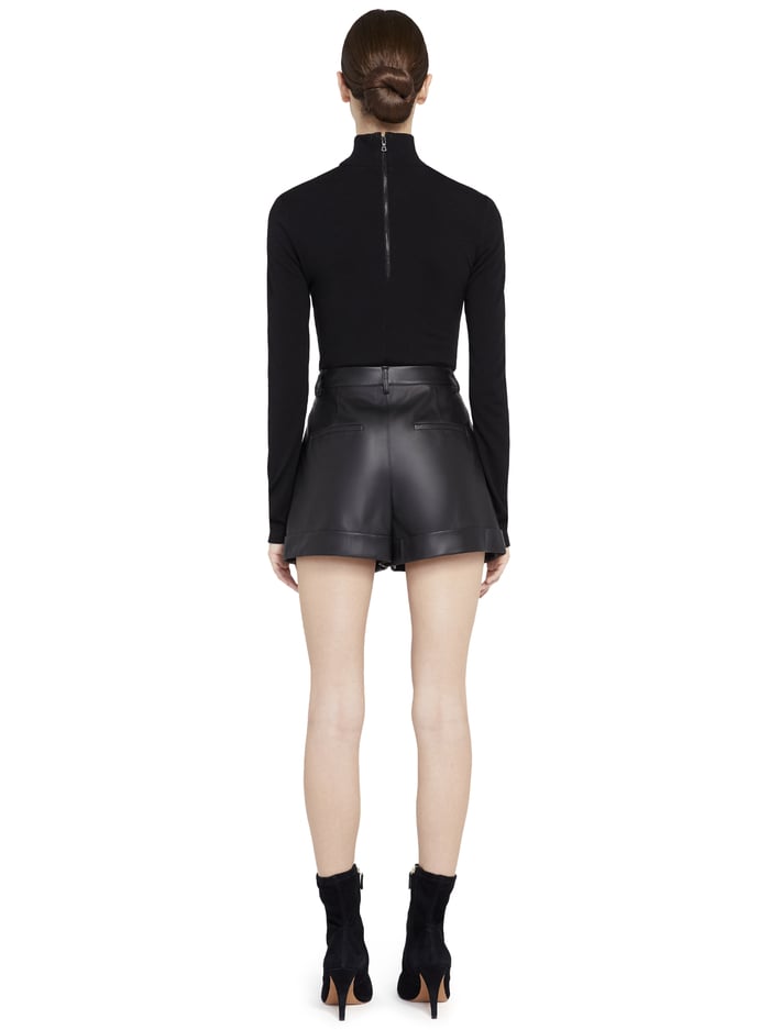 CONRY LEATHER PLEATED SHORTS - BLACK image 1 - Alice And Olivia