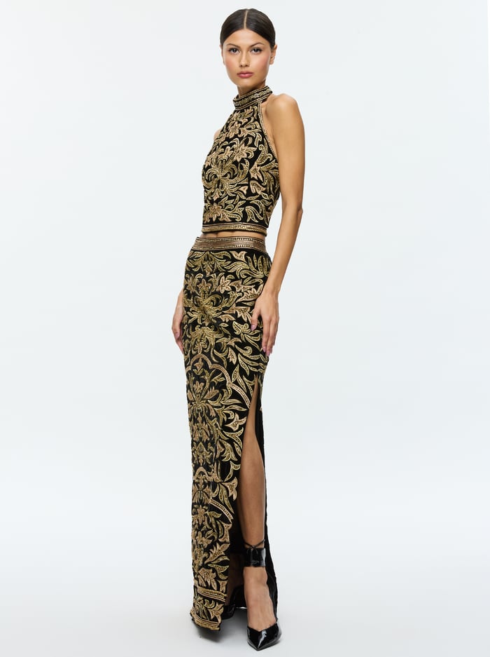 GATZ EMBELLISHED TOP - BLACK/GOLD image 5 - Alice And Olivia
