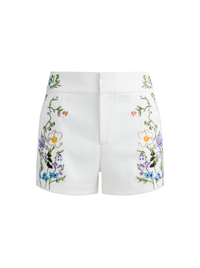 CADY EMBROIDERED SHORT - TWISTING VINES OFF WHITE image 6 - ALICE + OLIVIA