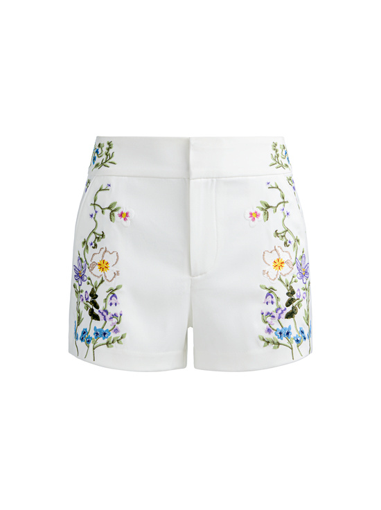TWISTING VINES OFF WHITE-CADY EMBROIDERED SHORT