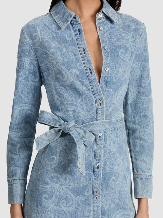LASER PAISLEY-CHASSIDY DENIM SHIRT DRESS