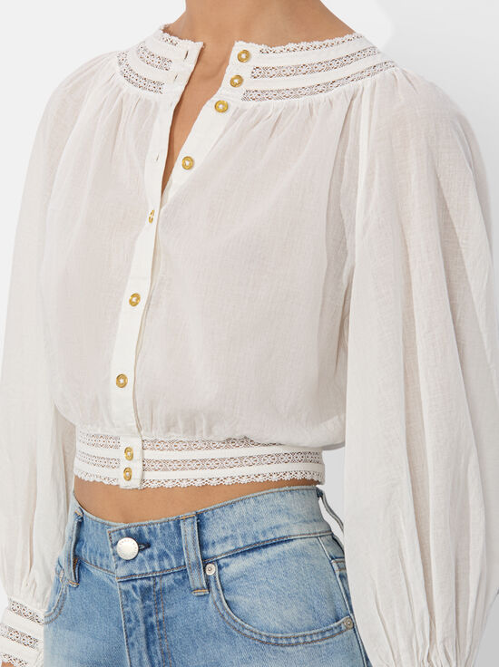 OFF WHITE-CHERELLE BUTTON DOWN BLOUSE