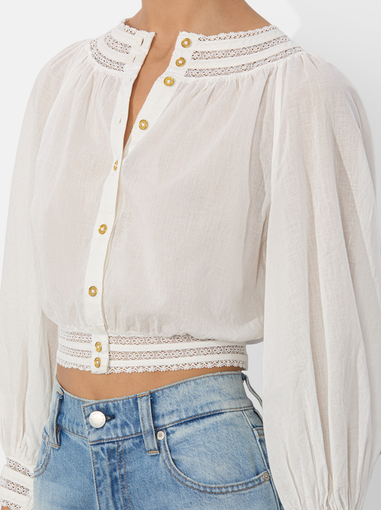 OFF WHITE-CHERELLE BUTTON DOWN BLOUSE