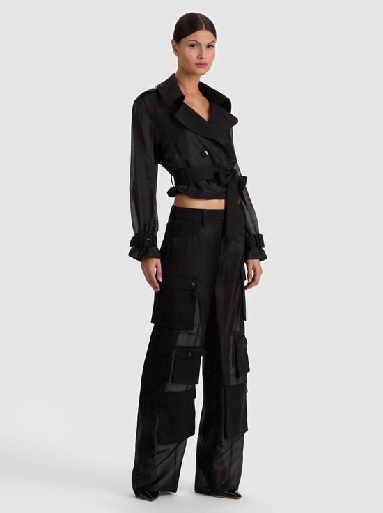 BLACK-KEITH SHEER COMBO CROPPED TRENCH