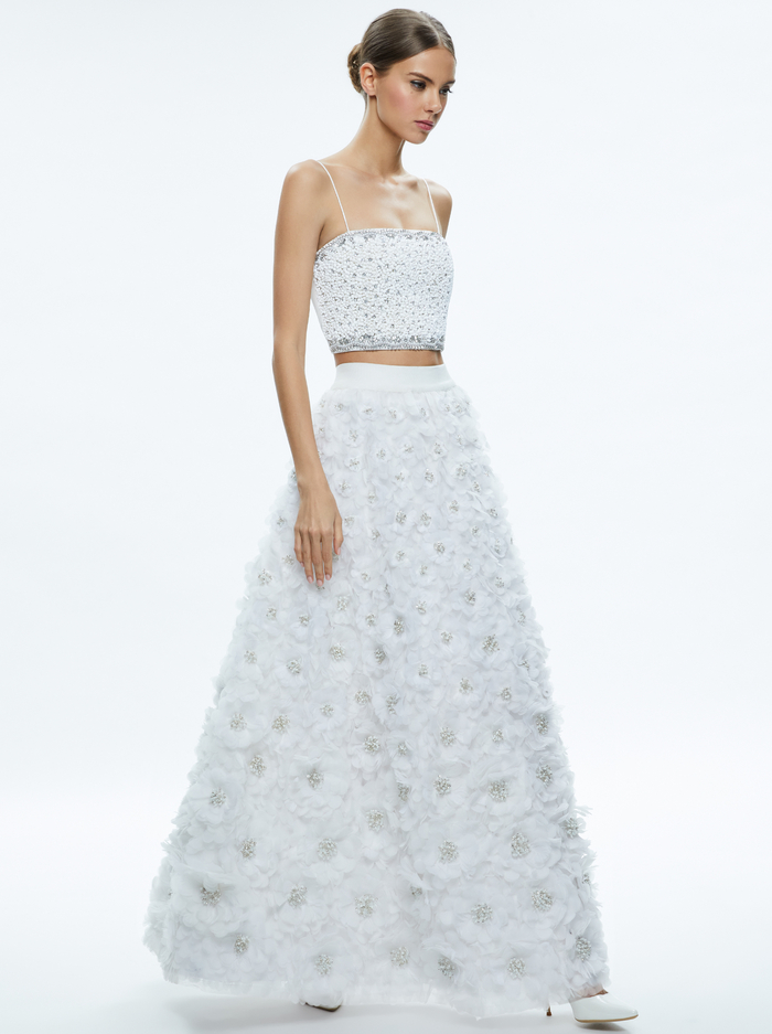 CERESI EMBELLISHED SPAGHETTI STRAP TOP - OFF WHITE image 4 - Alice And Olivia