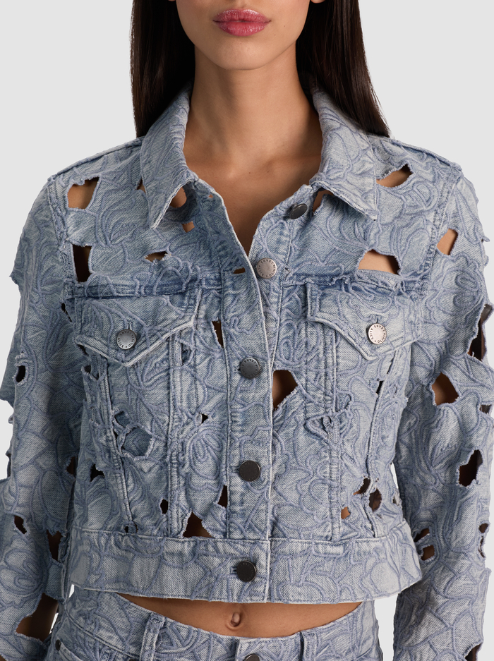 CHLOE LASERCUT DENIM JACKET - ROCKSTAR BLUE image 3 - ALICE + OLIVIA