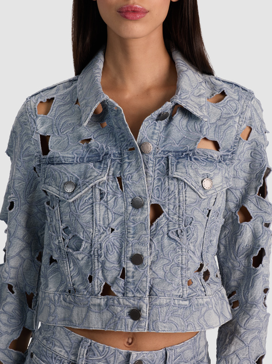 ROCKSTAR BLUE-CHLOE LASERCUT DENIM JACKET