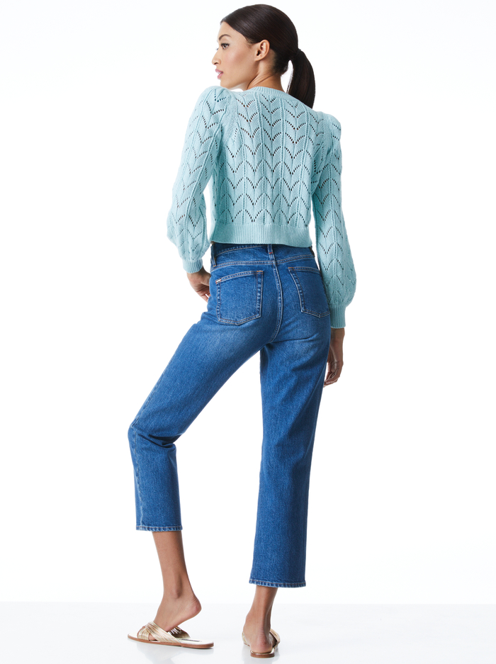 KITTY PUFF SLEEVE CARDIGAN - WATERFALL image 1 - Alice And Olivia