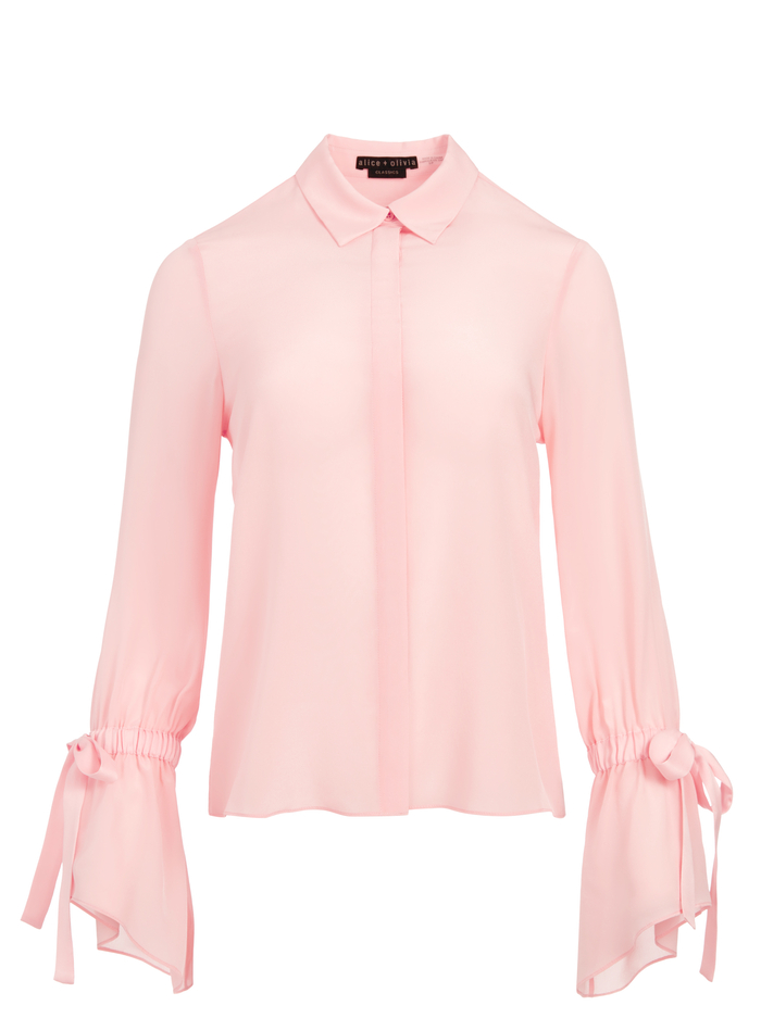 WILLA RUFFLE CUFF TOP - BLUSH image 5 - Alice And Olivia