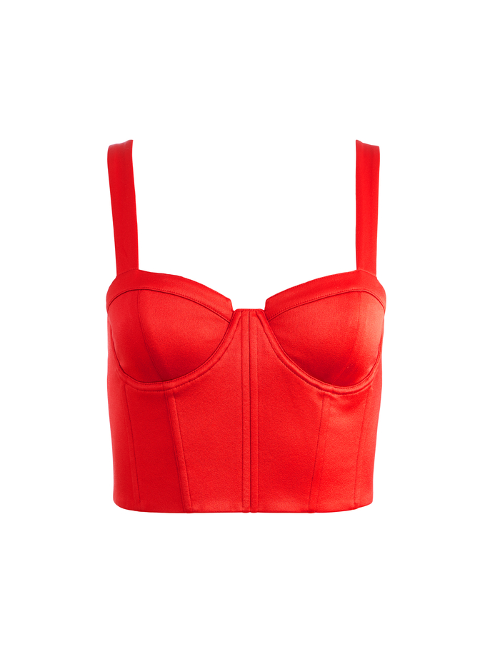 JEANNA BUSTIER CROPPED TOP - BRIGHT POPPY image 5 - Alice And Olivia