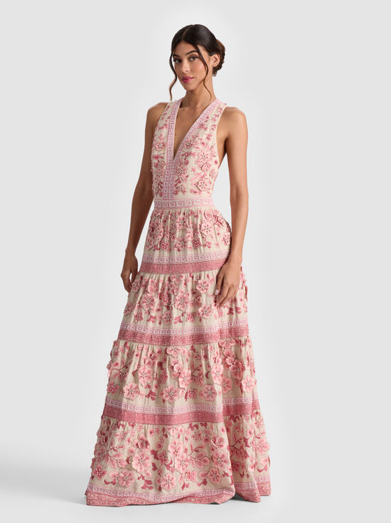 DUSTY ROSE/BISCOTTI-MAGDALENA MAXI GOWN